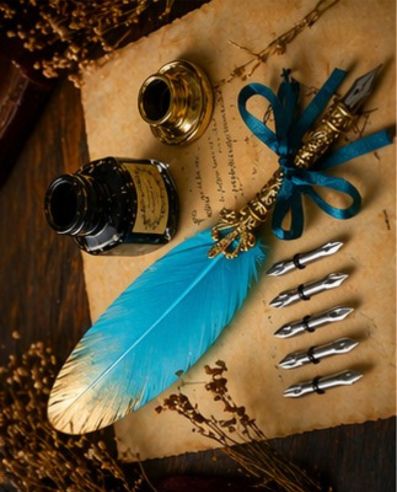 Set de plumillas Vintage con 6 puntas y tinta liquida