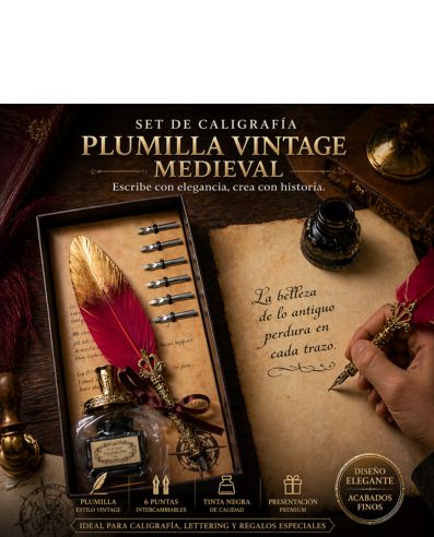 Set de plumillas Vintage con 6 puntas y tinta liquida