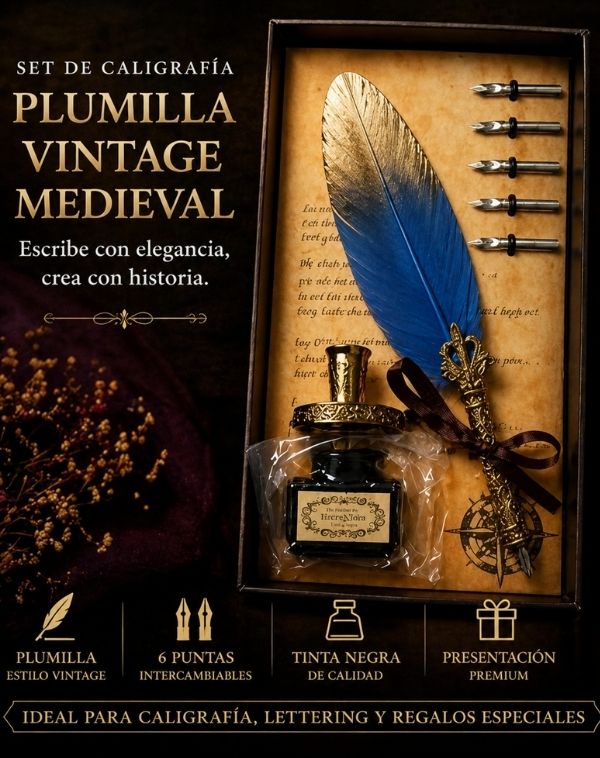 Set de plumillas Vintage con 6 puntas y tinta liquida