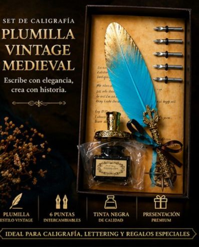 Set de plumillas Vintage con 6 puntas y tinta liquida