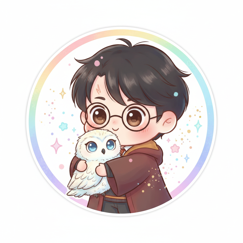 Harry Potter y Hedwig kawaii