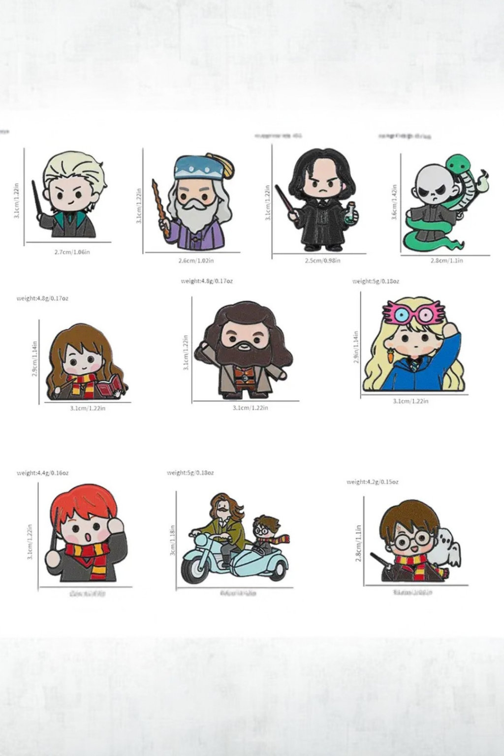 Pines metalicos de la serie  harry potter